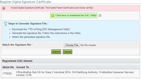 why dsc showing invalid signature